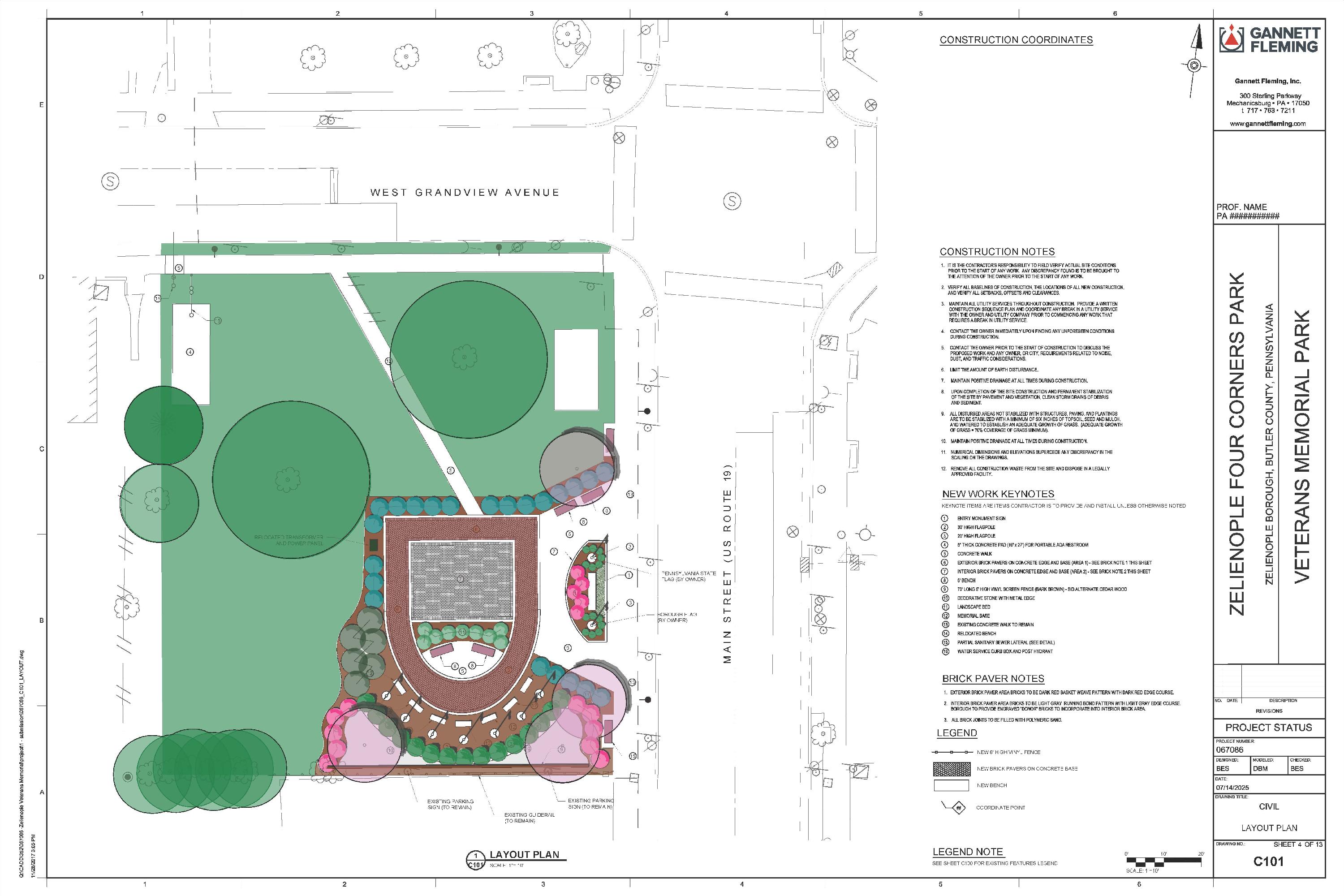 Zelienople Veterans Memorial Rendering
